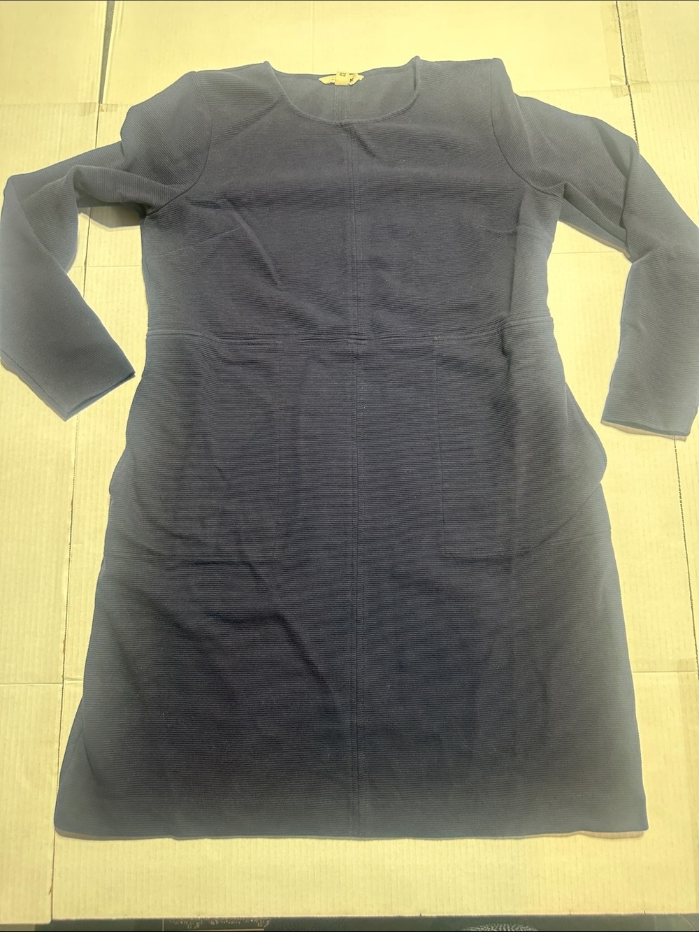 Boden classic Navy ribbed Long Sleeve Knit Dress with side pockets office wear